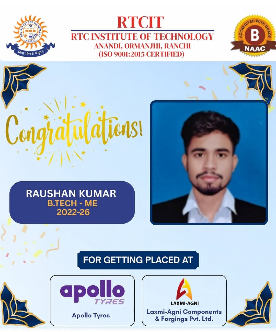 B.Tech Placed Student 1