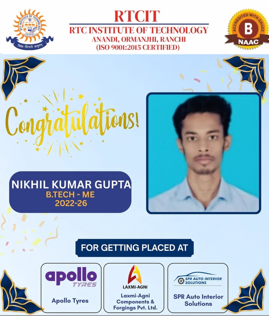 B.Tech Placed Student 2