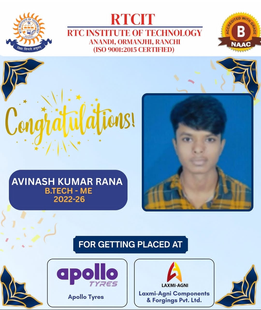 B.Tech Placed Student 3